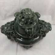 Rare Antique Natural Nephrite Dragon Incense Burner - Huangs Jadeite and Jewelry Pte Ltd