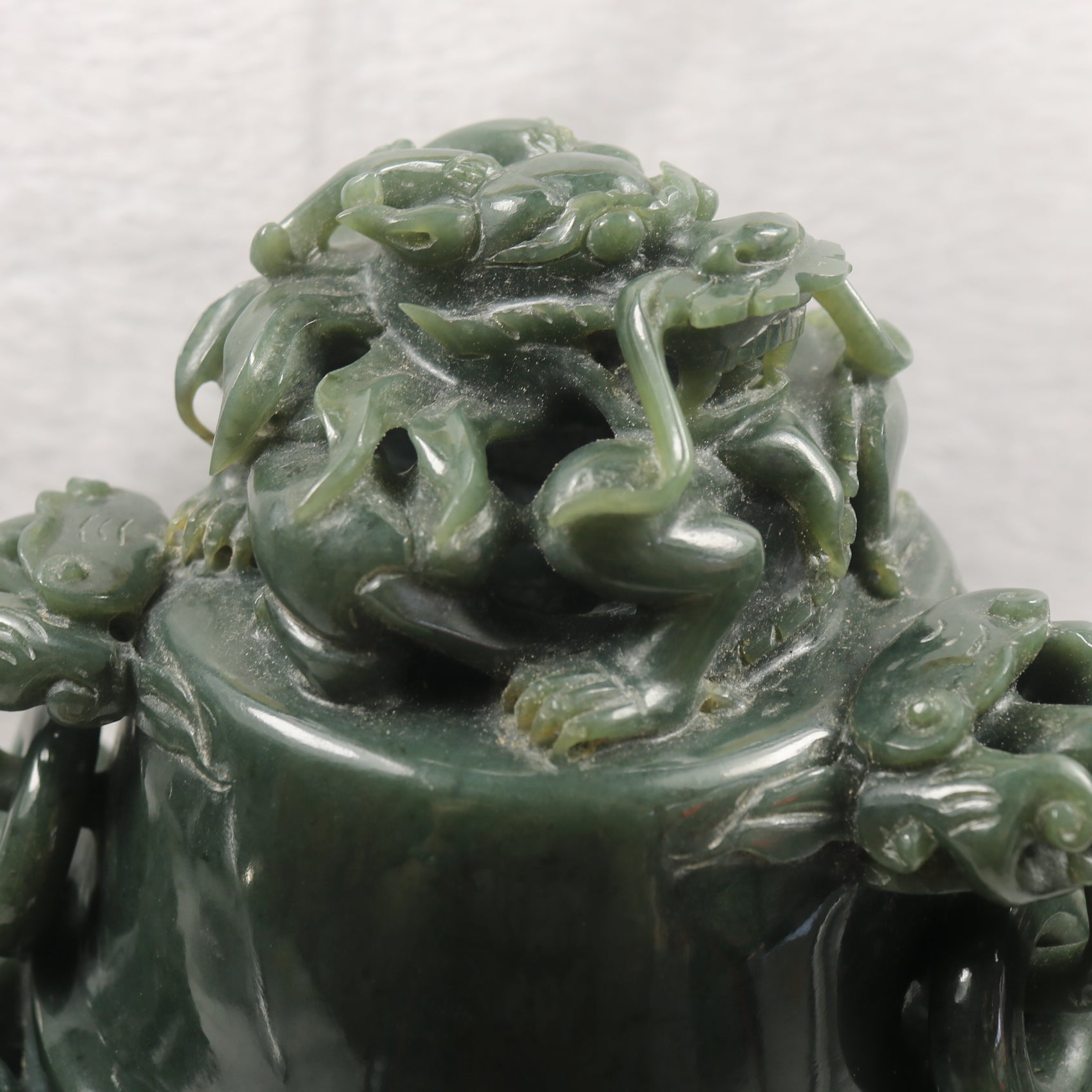 Rare Antique Natural Nephrite Dragon Incense Burner - Huangs Jadeite and Jewelry Pte Ltd