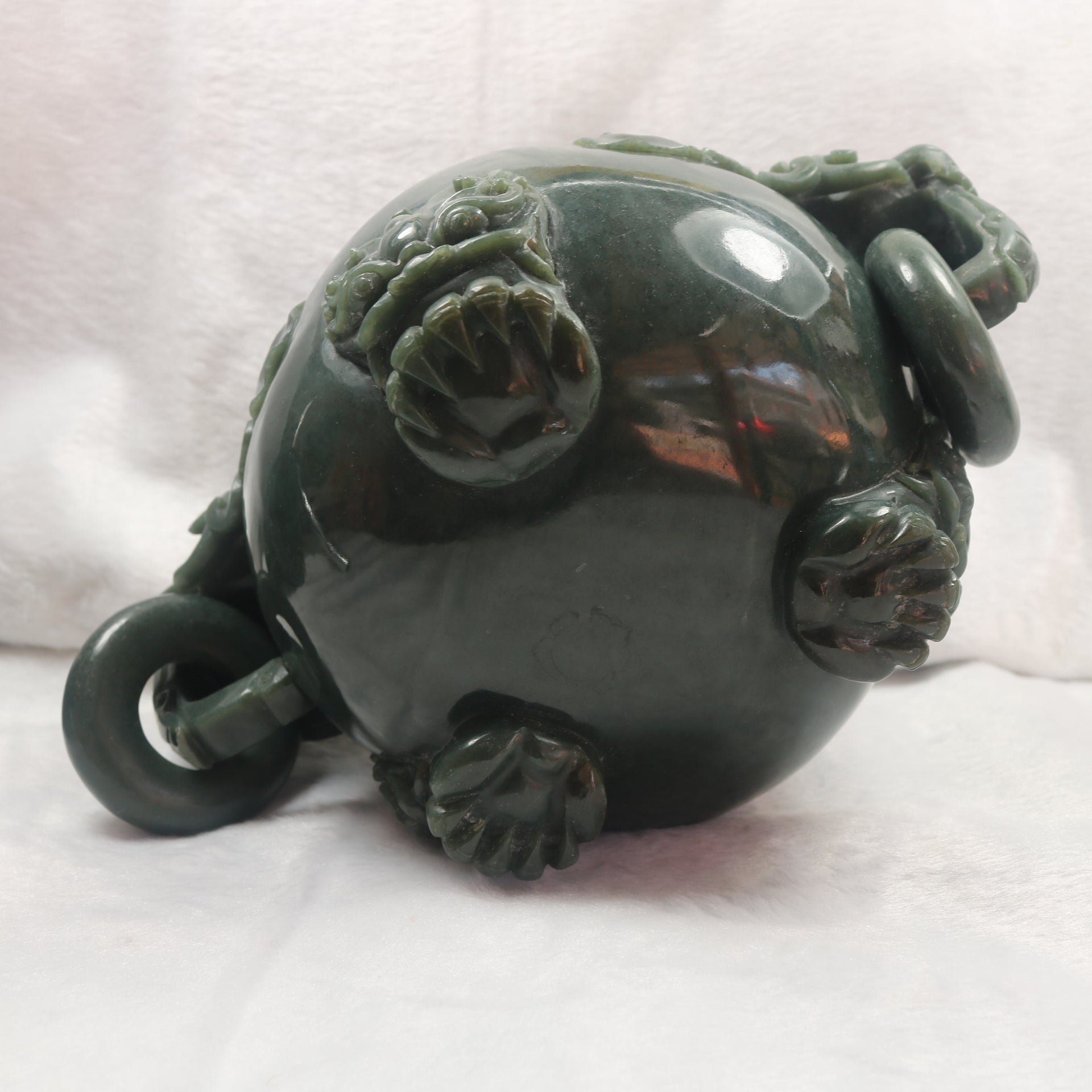 Rare Antique Natural Nephrite Dragon Incense Burner - Huangs Jadeite and Jewelry Pte Ltd