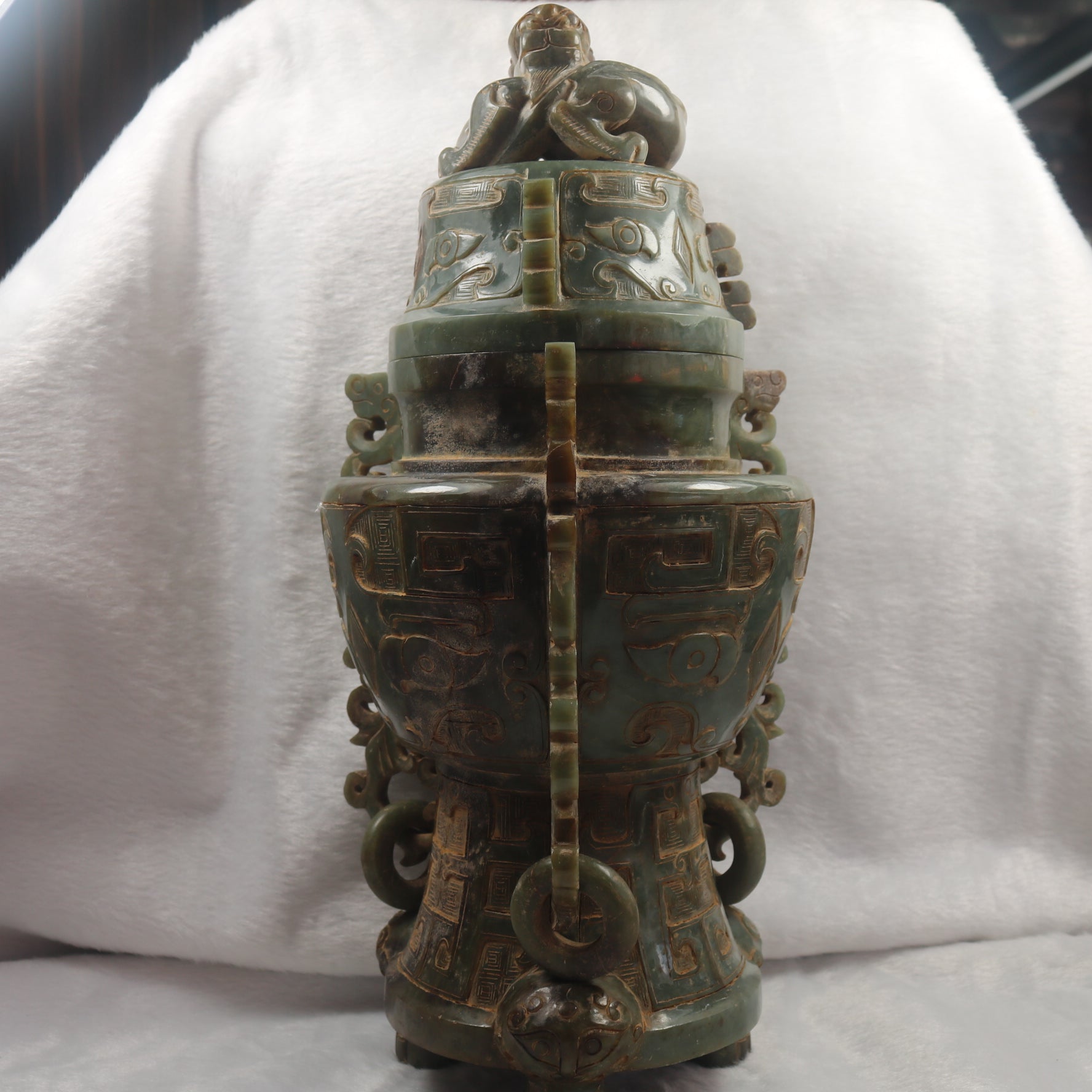 Rare Antique Natural Nephrite Vase - Huangs Jadeite and Jewelry Pte Ltd