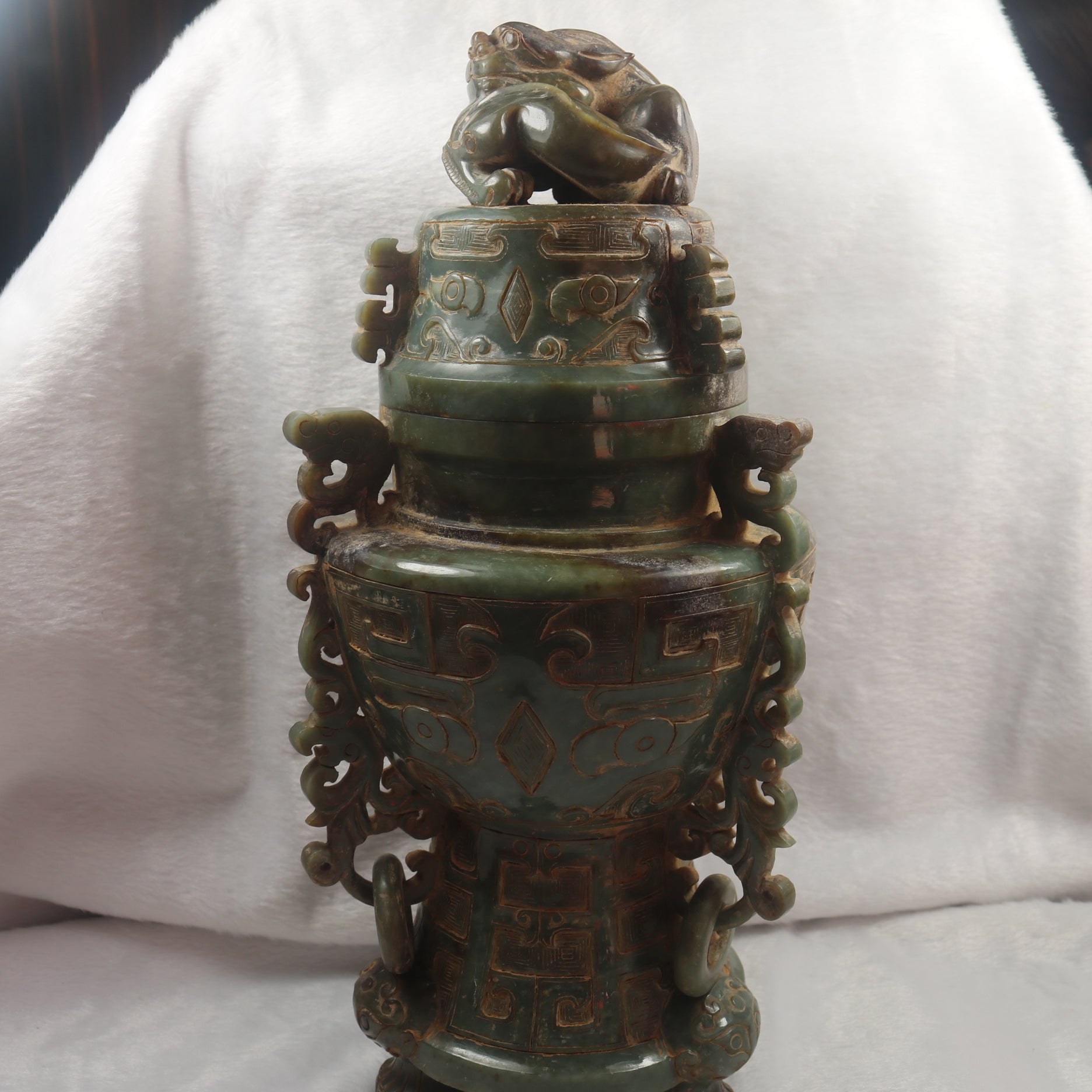 Rare Antique Natural Nephrite Vase - Huangs Jadeite and Jewelry Pte Ltd