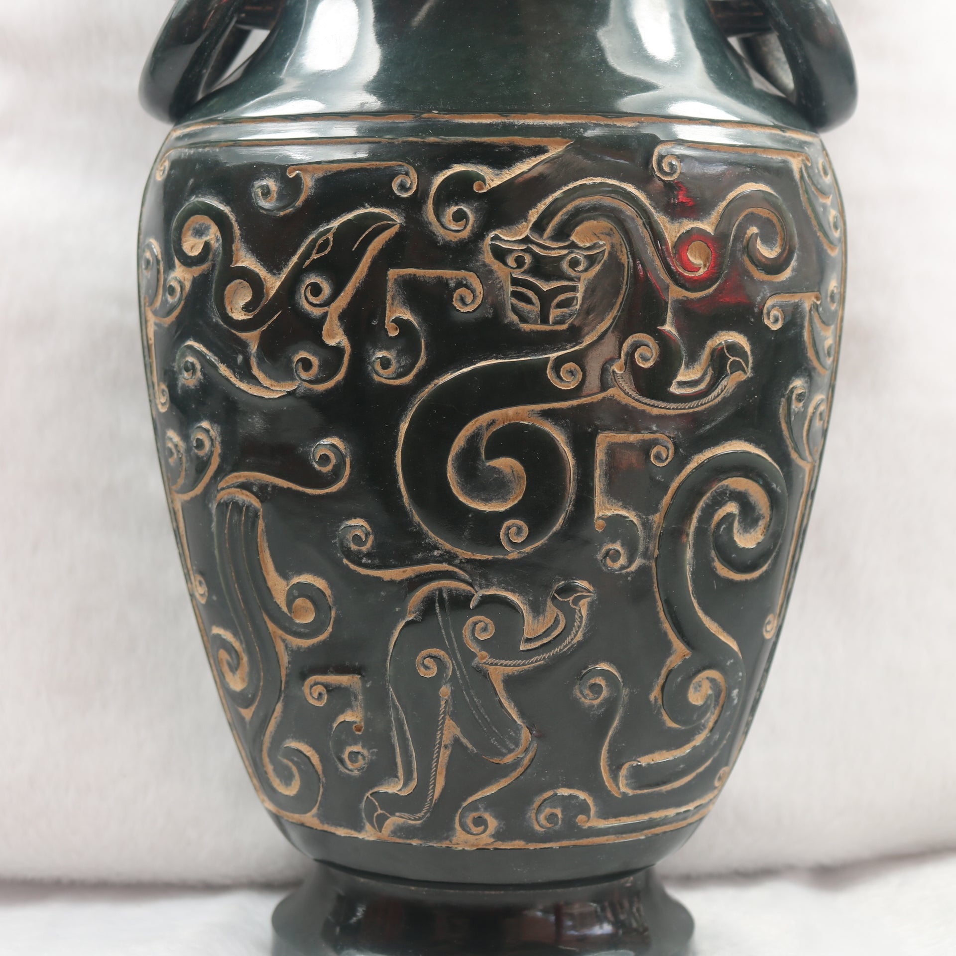 Rare Antique Natural Nephrite Mystical Bird Vase - Huangs Jadeite and Jewelry Pte Ltd