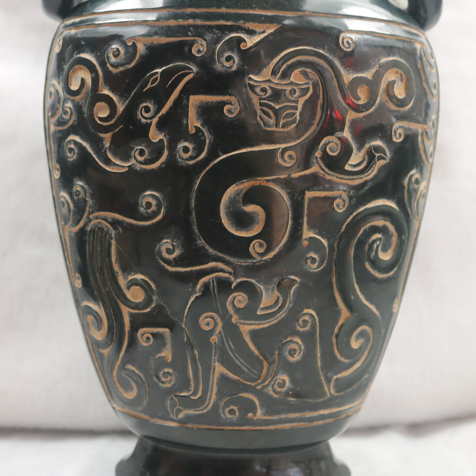 Rare Antique Natural Nephrite Mystical Bird Vase - Huangs Jadeite and Jewelry Pte Ltd