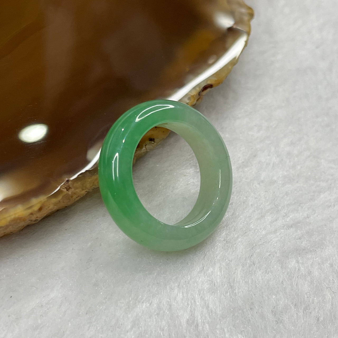 Type A Apple Green Piao Hua Jade Jadeite Ring - 4.22g US 5.5 HK 12 Inner Diameter 16.2mm Thickness 6.0 by 4.4mm - Huangs Jadeite and Jewelry Pte Ltd