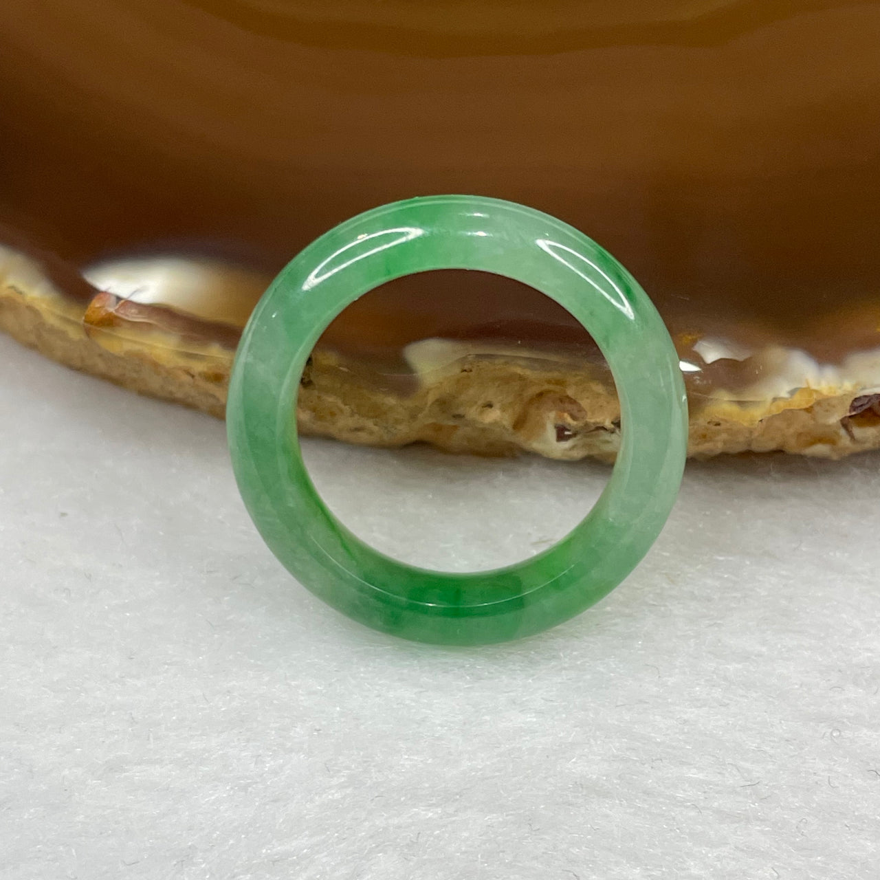 Type A Apple Green Jade Jadeite Ring - 3.48g US 7.75 HK 17 Inner Diameter 18.1mm Thickness 5.8 by 3.4mm - Huangs Jadeite and Jewelry Pte Ltd