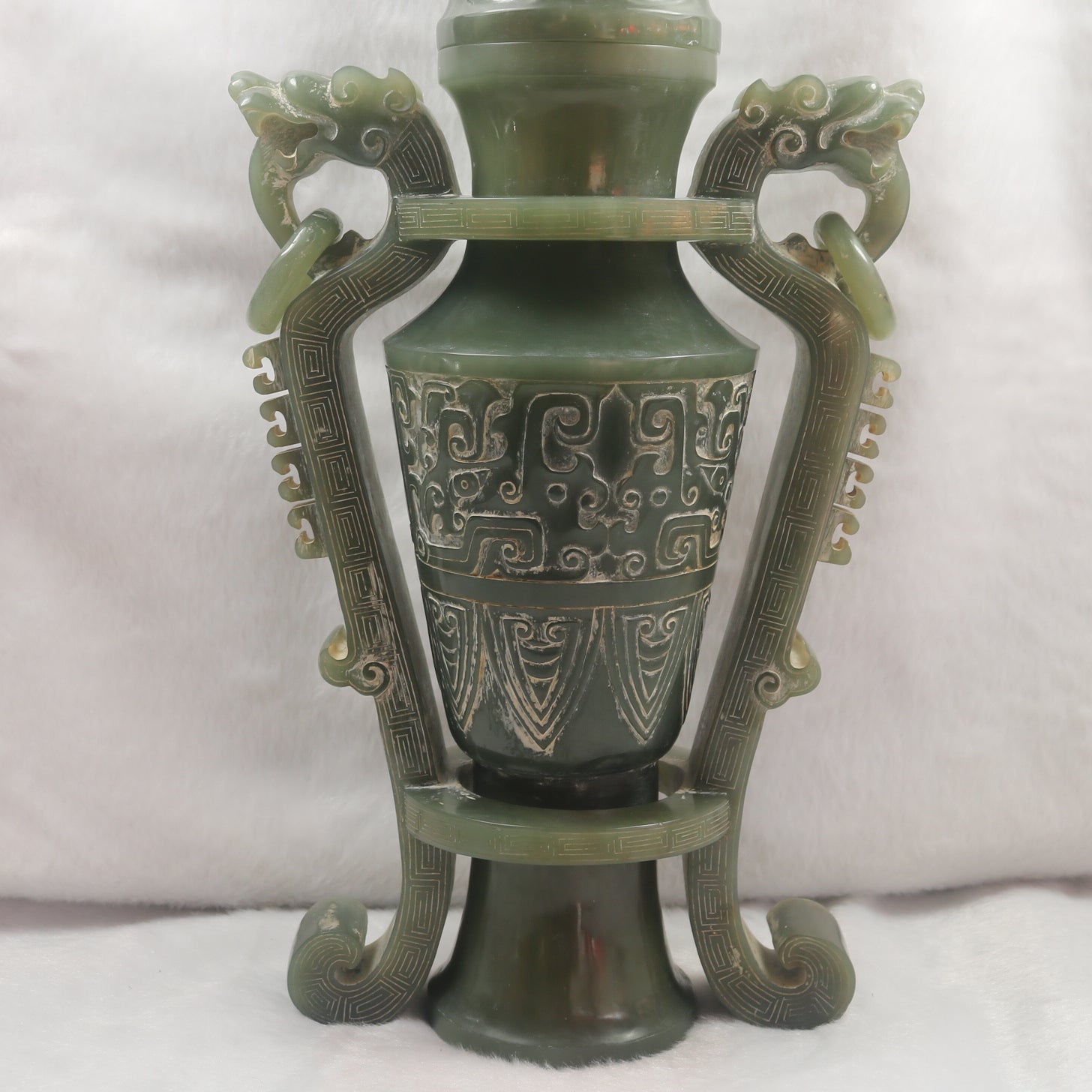 Rare Antique Natural Nephrite Vase - Huangs Jadeite and Jewelry Pte Ltd