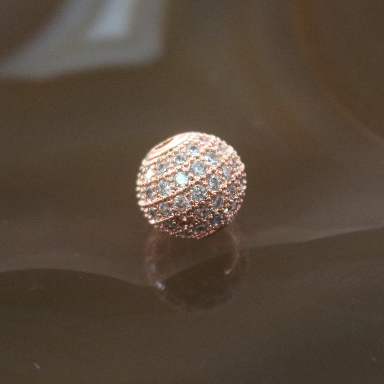 Rose Gold Plated Copper Crystal Disco Ball Charm - Huangs Jadeite and Jewelry Pte Ltd