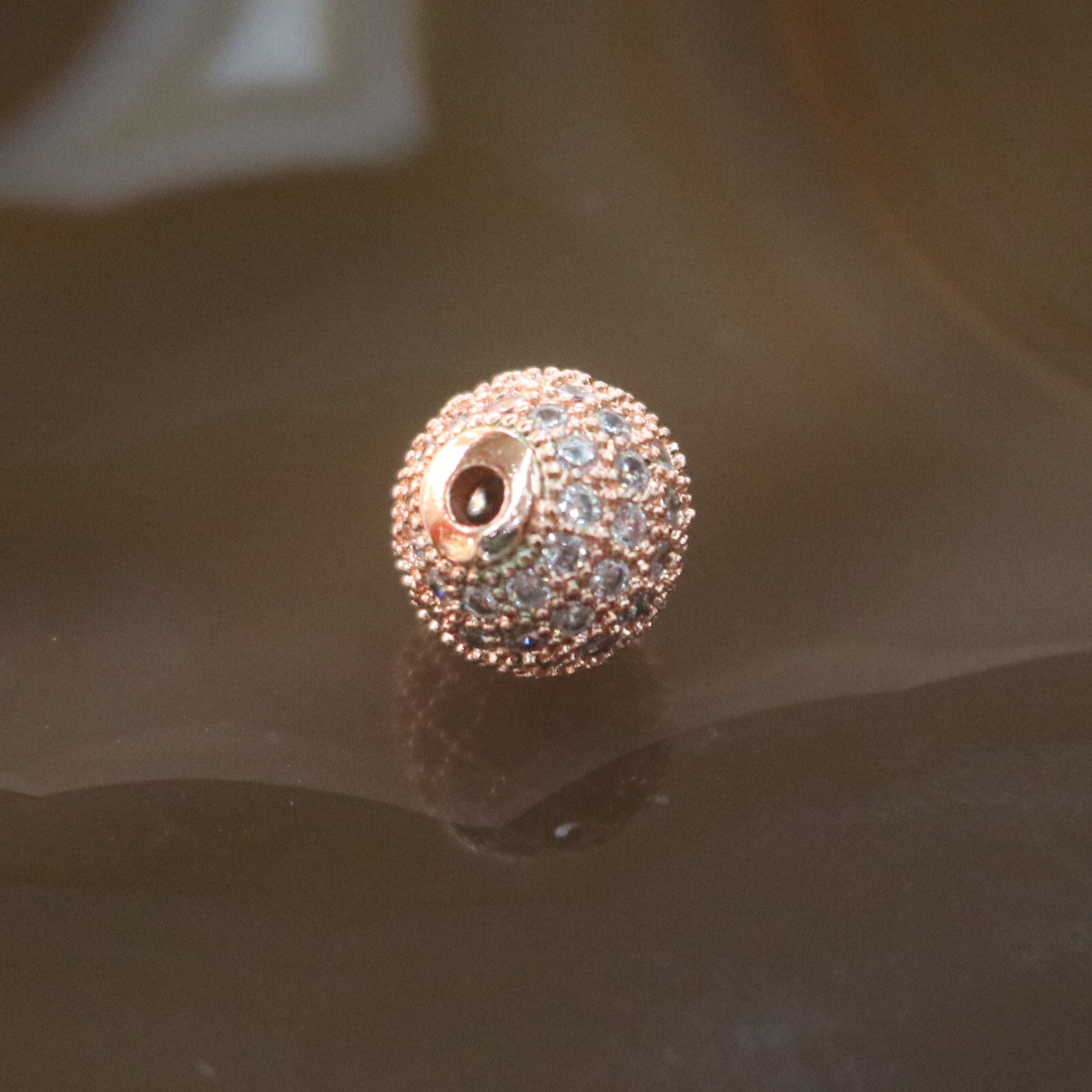 Rose Gold Plated Copper Crystal Disco Ball Charm - Huangs Jadeite and Jewelry Pte Ltd