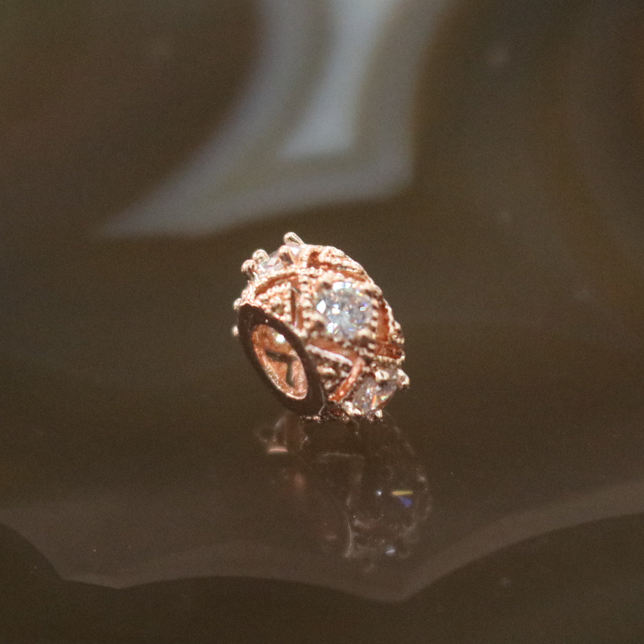 Rose Gold Plated Copper Crystal Charm - Huangs Jadeite and Jewelry Pte Ltd