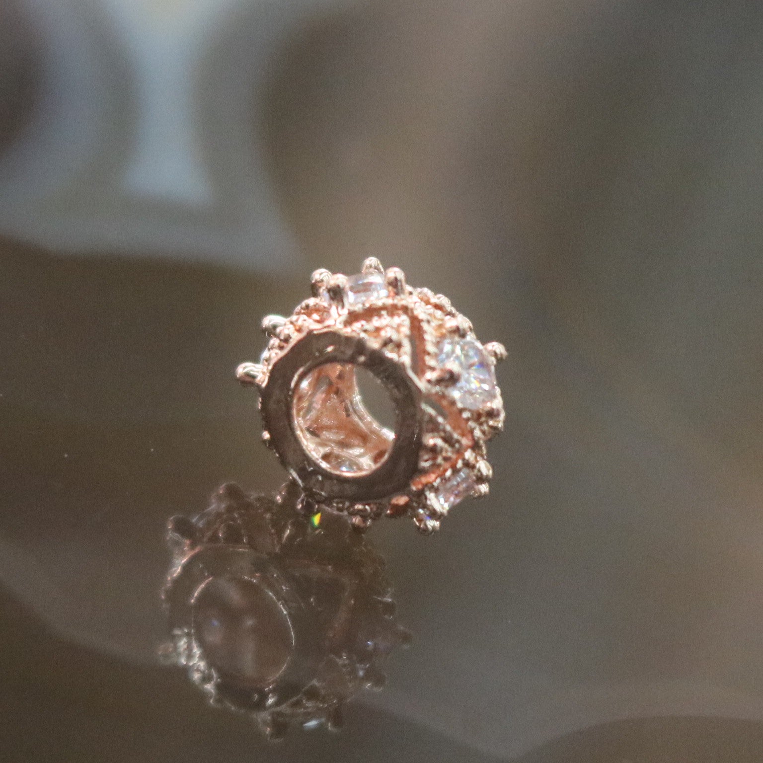 Rose Gold Plated Copper Crystal Charm - Huangs Jadeite and Jewelry Pte Ltd