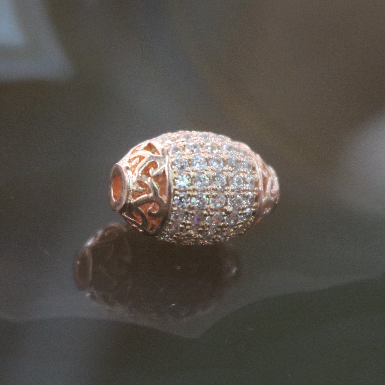 Rose Gold Plated Copper Crystal Grenade Charm - Huangs Jadeite and Jewelry Pte Ltd