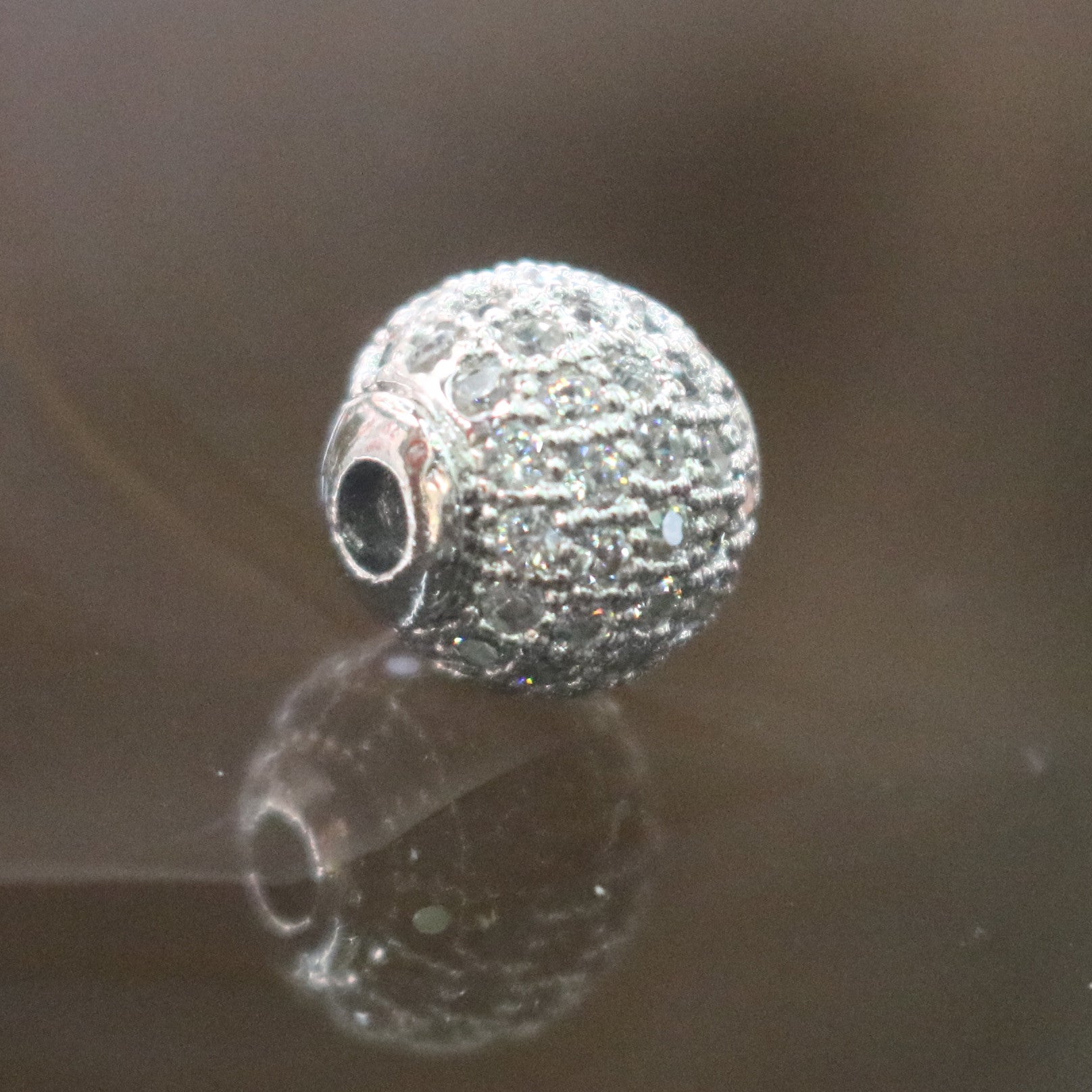 Sliver Plated Copper Crystal Disco Ball Charm - Huangs Jadeite and Jewelry Pte Ltd