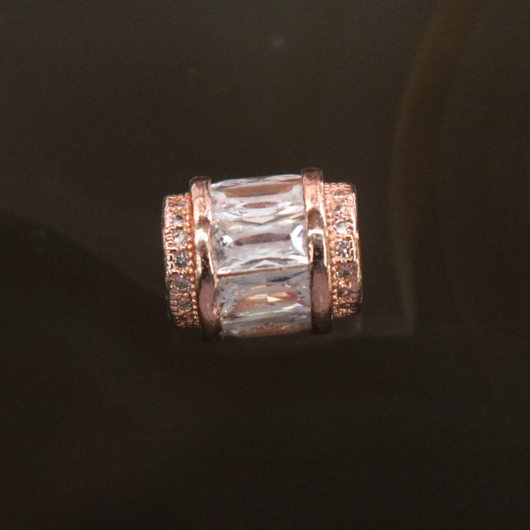 Rose Gold Plated Copper White Crystal Charm - Huangs Jadeite and Jewelry Pte Ltd