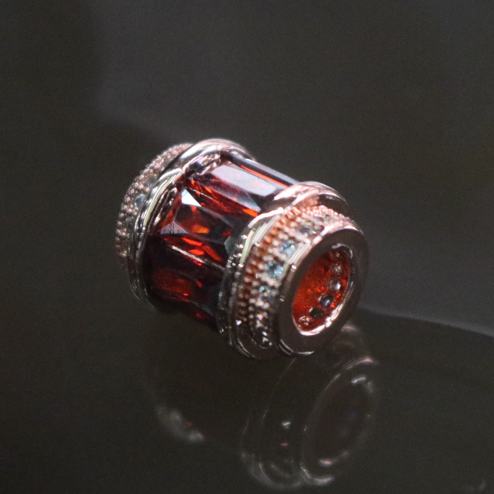 Rose Gold Plated Copper Red Crystal Charm - Huangs Jadeite and Jewelry Pte Ltd