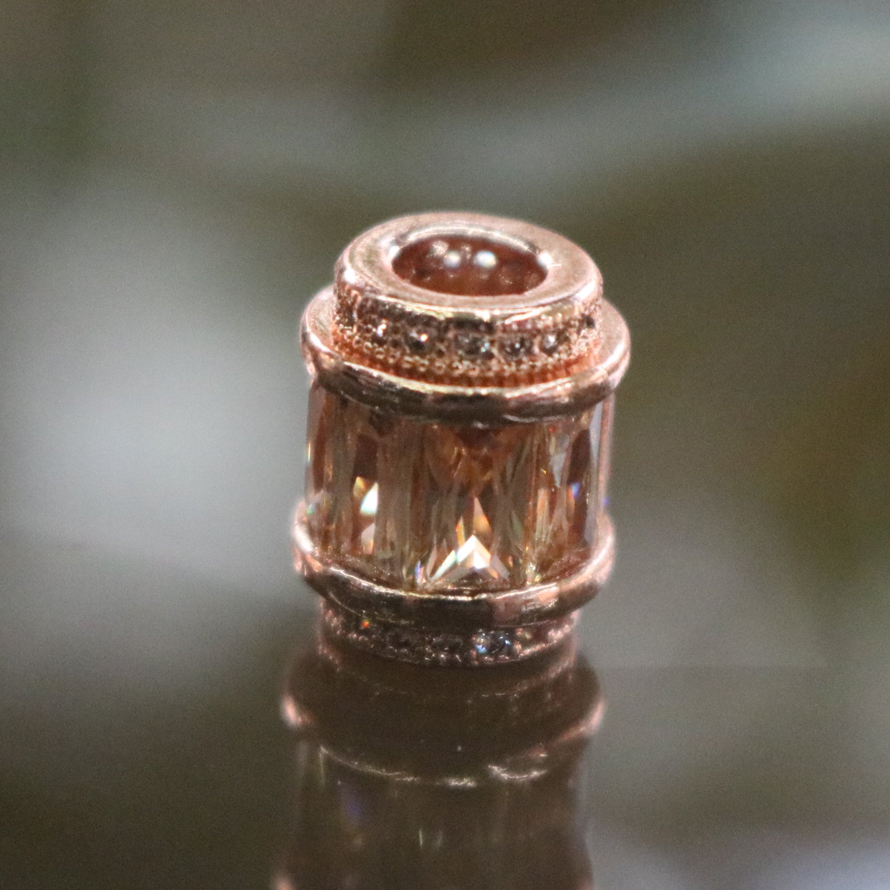 Rose Gold Plated Copper Champagne Crystal Charm - Huangs Jadeite and Jewelry Pte Ltd