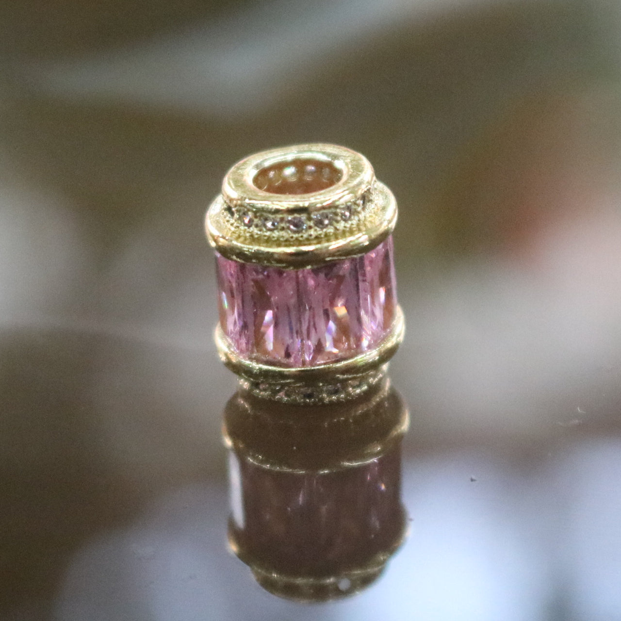 Gold Plated Copper Pink Crystal Charm - Huangs Jadeite and Jewelry Pte Ltd