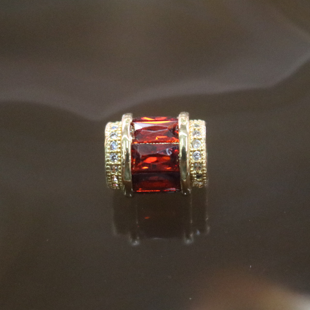 Gold Plated Copper Red Crystal Charm - Huangs Jadeite and Jewelry Pte Ltd