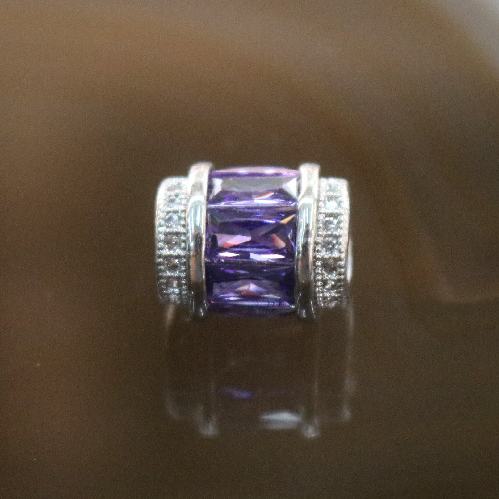 Sliver Plated Copper Purple Crystal Charm - Huangs Jadeite and Jewelry Pte Ltd