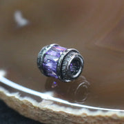 Grey Plated Copper Purple Crystal DIY Charm - Huangs Jadeite and Jewelry Pte Ltd