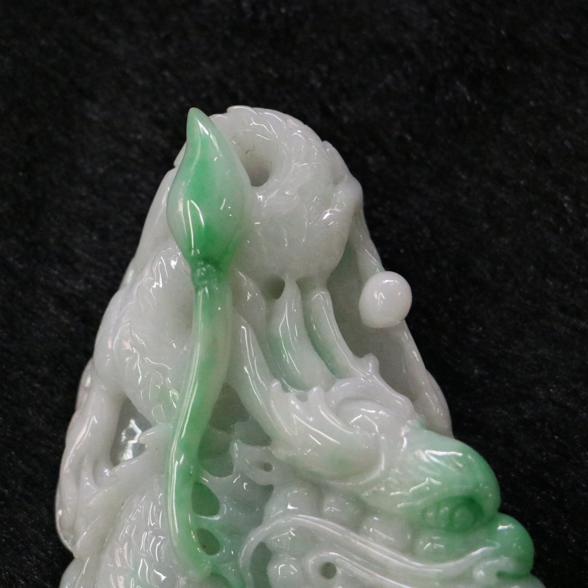 Type A Burmese Jade Jadeite Moss in Snow Dragon Pendant with NGI Cert - 107.59g L50.6 W85.8 D18.2mm - Huangs Jadeite and Jewelry Pte Ltd