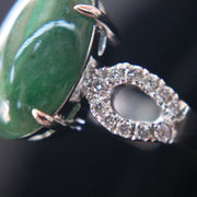 Type A Green Burmese jadeite ring in 18k white gold & natural diamonds 5.43g size US7 - Huangs Jadeite and Jewelry Pte Ltd