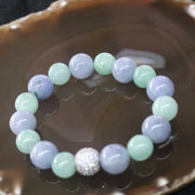 Type A Burmese Jade Jadeite Lavender and Green Beads Bracelet - 53.81g 16 beads - Huangs Jadeite and Jewelry Pte Ltd