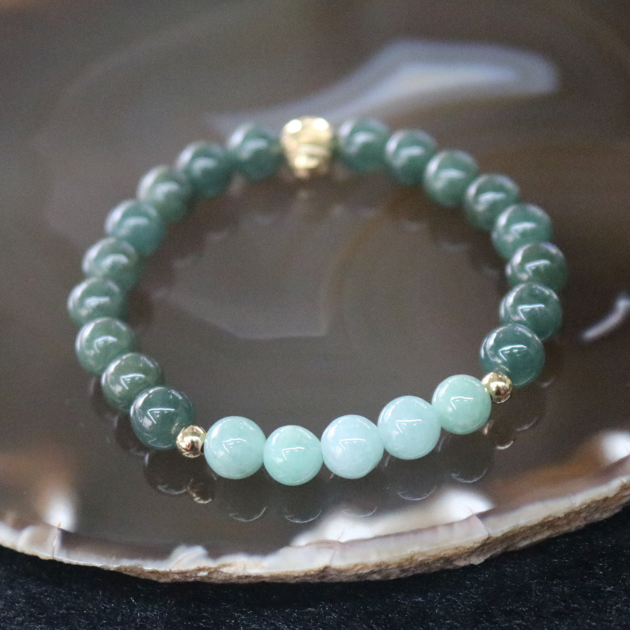 Type A Burmese Jade Jadeite Beads Bracelet -18.06g 7.4mm/bead 21 beads - Huangs Jadeite and Jewelry Pte Ltd