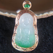 Type A Guan Yin Jade Jadeite set in 18k 750 Rose gold Pendant 39.4 by 20.5 by 6.3mm - Huangs Jadeite and Jewelry Pte Ltd