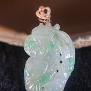 Type A Icy Parrot Jade Jadeite Pendant set in 18k 750 Rose gold - Huangs Jadeite and Jewelry Pte Ltd