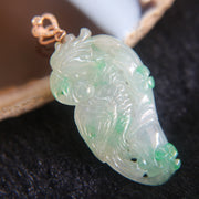 Type A Icy Parrot Jade Jadeite Pendant set in 18k 750 Rose gold - Huangs Jadeite and Jewelry Pte Ltd