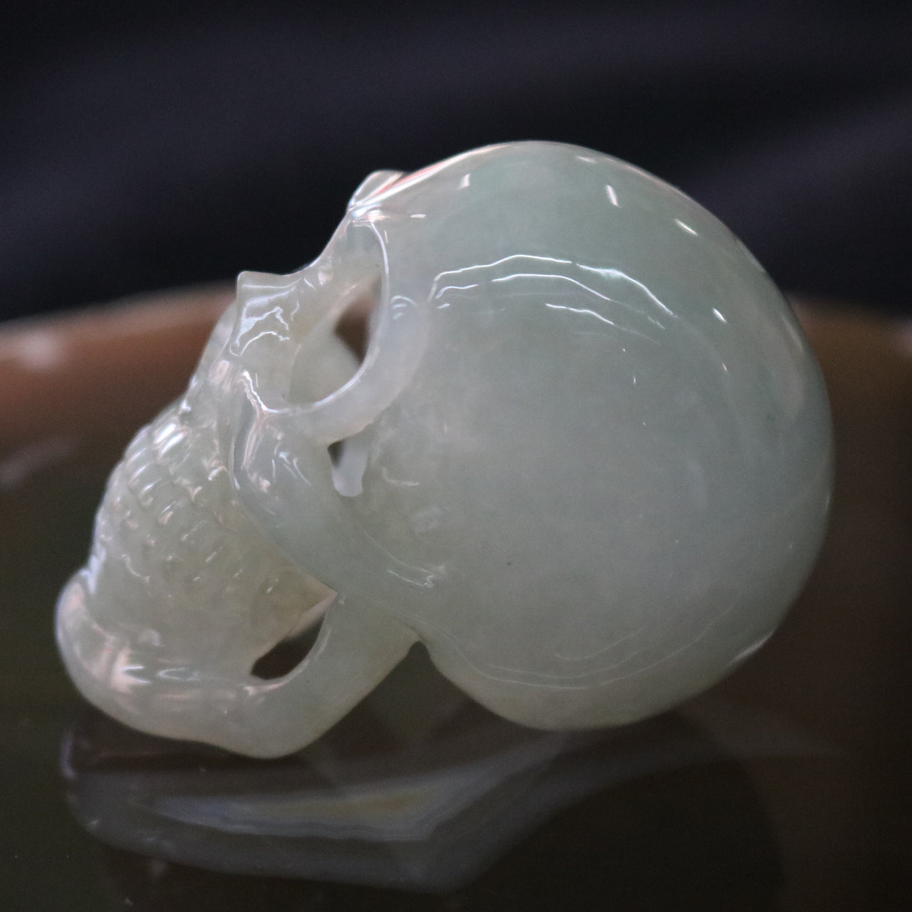 Type A Burmese Jade Jadeite Skull Pendant - 42.26g L28.8 W50.1 D40.1mm - Huangs Jadeite and Jewelry Pte Ltd