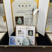 Rare Great Grand Master Icy Blue Green Jadeite Guan Yin 59.41g 65.1 by 45.6 by 15.5 mm - Huangs Jadeite and Jewelry Pte Ltd