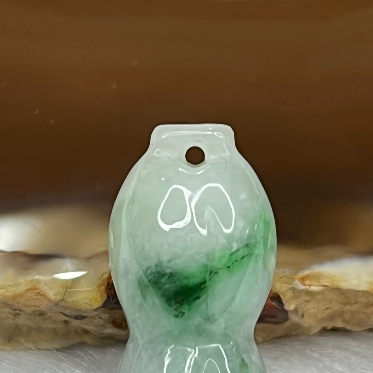 Type A Green Piao Hua Jade Jadeite Peanut - 6.18g 28.2 by 11.2 by 11.2 mm - Huangs Jadeite and Jewelry Pte Ltd