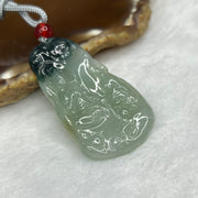 Type A Semi Icy Green Piao Hua Guan Yin Pendant 11.91g 44.3 by 25.0 by 4.1 mm - Huangs Jadeite and Jewelry Pte Ltd