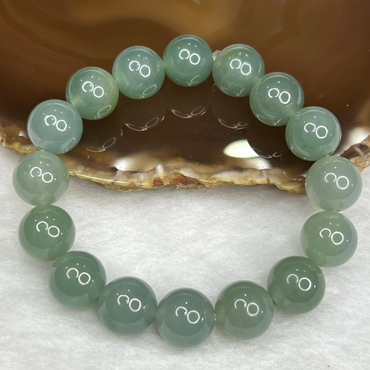 RARE Type A Semi Icy Sky blue and Green Bracelet 59.76g 13.0mm/bead 16 Beads - Huangs Jadeite and Jewelry Pte Ltd