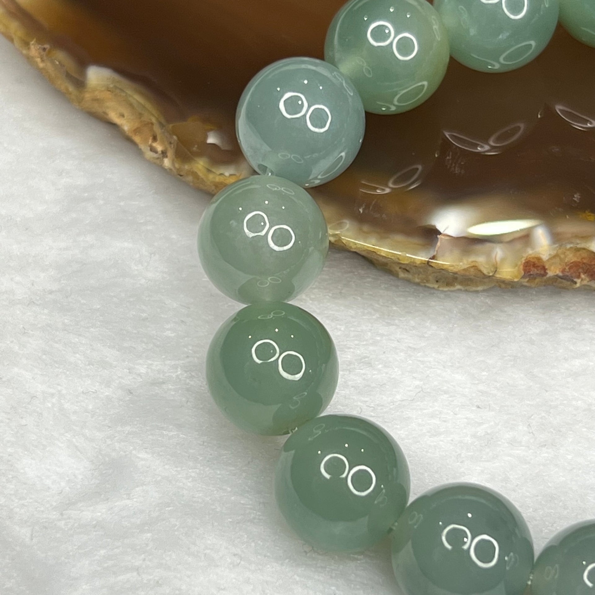 RARE Type A Semi Icy Sky blue and Green Bracelet 59.76g 13.0mm/bead 16 Beads - Huangs Jadeite and Jewelry Pte Ltd