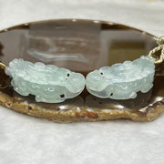 Type A Semi Icy Sky Blue Pair of Pixiu Pendants 59.76g 31.90g 47.2 by 22.4 by 13.6 Each - Huangs Jadeite and Jewelry Pte Ltd