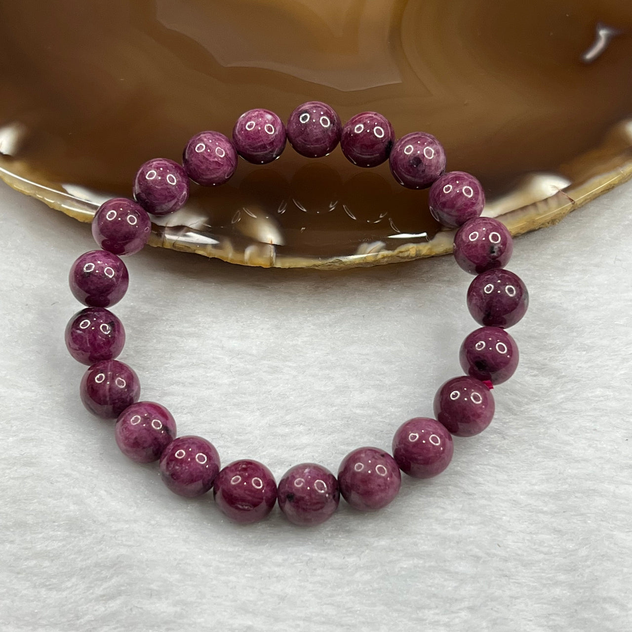 Ruby 红宝石 bracelet 32.55g 9.3mm/bead 21 beads - Huangs Jadeite and Jewelry Pte Ltd