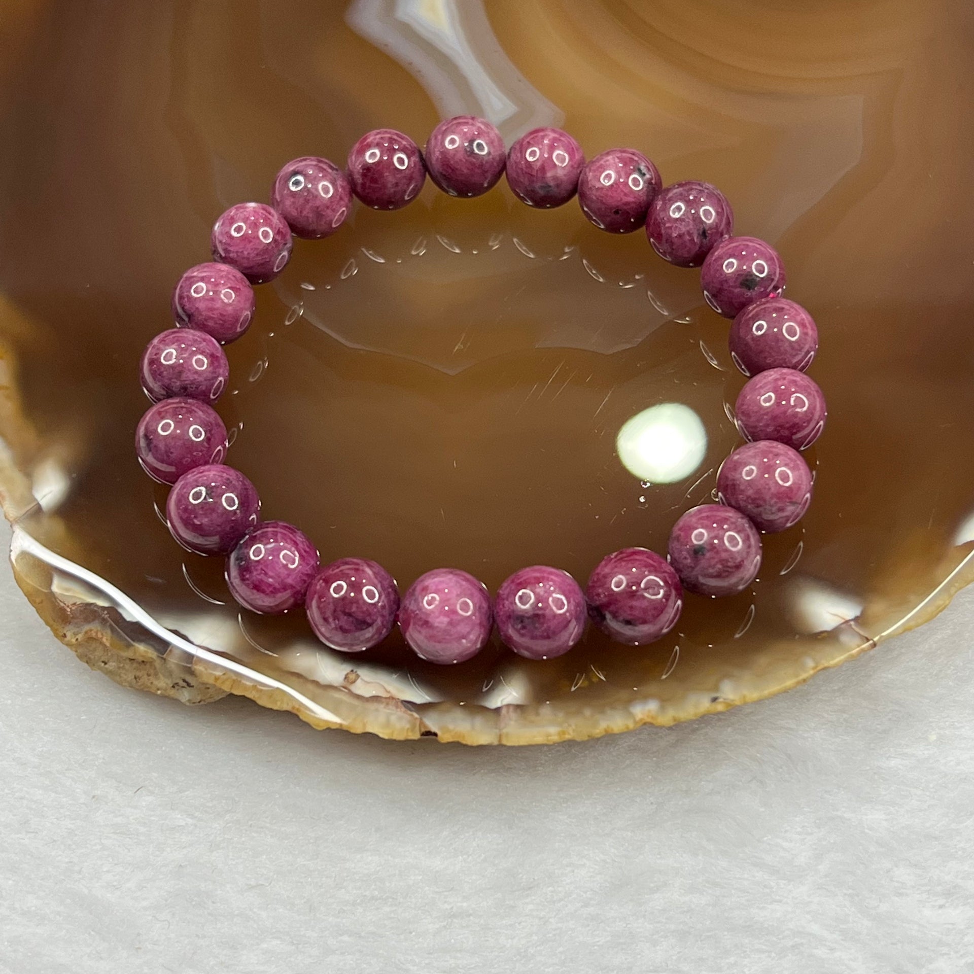 Ruby 红宝石 bracelet 32.55g 9.3mm/bead 21 beads - Huangs Jadeite and Jewelry Pte Ltd