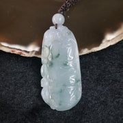 Icy Type A Burmese Jade Jadeite Piao Hua Bamboo and Pixiu - 16.35g L24.9 W52.2 D5.9mm - Huangs Jadeite and Jewelry Pte Ltd