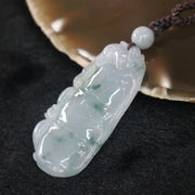 Icy Type A Burmese Jade Jadeite Piao Hua Bamboo and Pixiu - 16.35g L24.9 W52.2 D5.9mm - Huangs Jadeite and Jewelry Pte Ltd