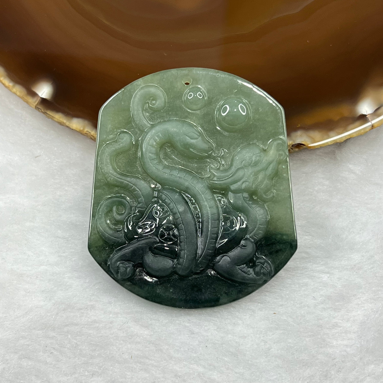 Type A Green Jade Jadeite Dragon Tortoise Pendant 35.0g 55.6 by 47.8 by 6.7 mm - Huangs Jadeite and Jewelry Pte Ltd