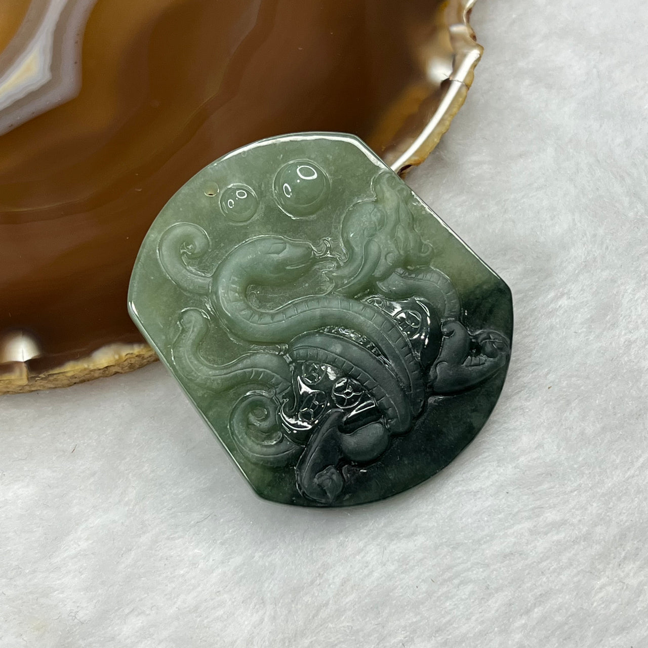 Type A Green Jade Jadeite Dragon Tortoise Pendant 35.0g 55.6 by 47.8 by 6.7 mm - Huangs Jadeite and Jewelry Pte Ltd