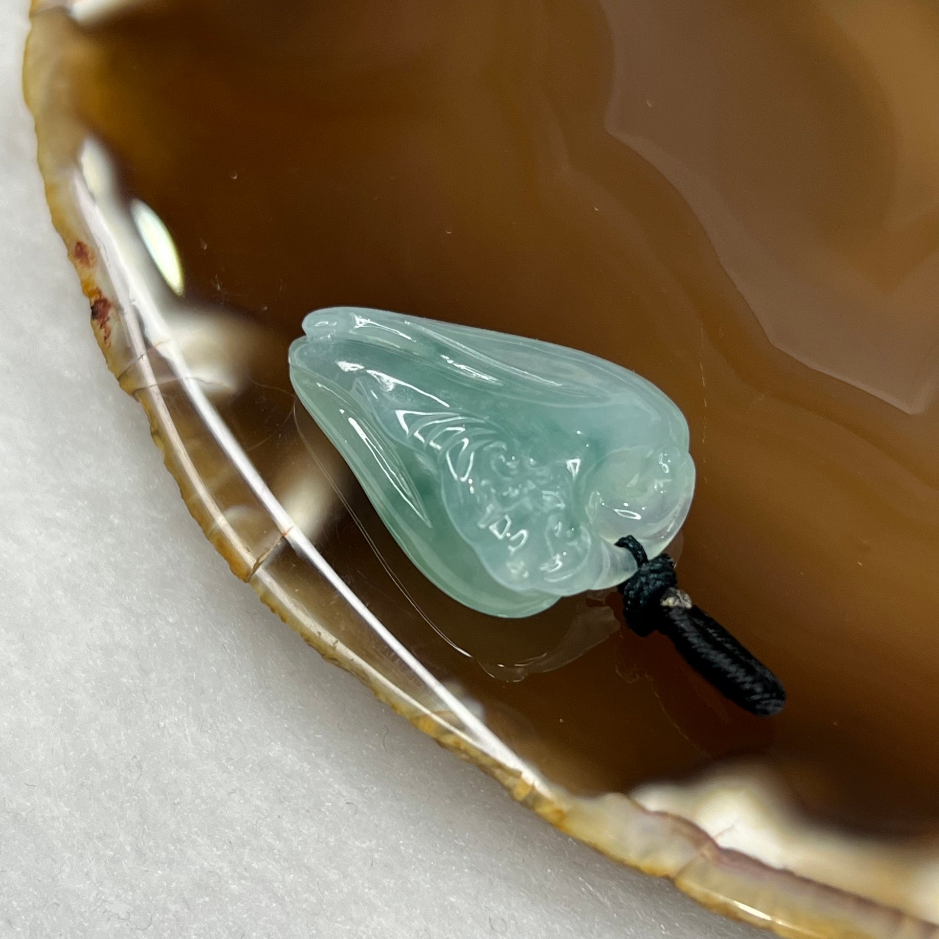 Type A Sky Blue Bat Jade Jadeite Pendant 6.7g 28.2 by 20.1 by 8.3 mm - Huangs Jadeite and Jewelry Pte Ltd