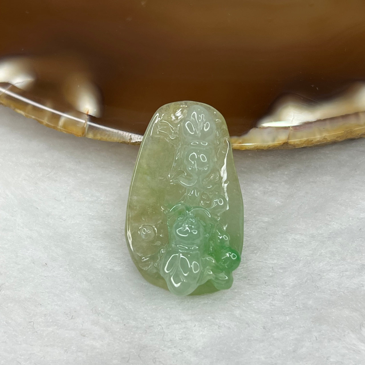 Type A Green and Yellow Cicada Pendant - 5.37g 30.5 by 18.7 by 8.5 mm - Huangs Jadeite and Jewelry Pte Ltd