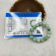 Type A Piao Hua Green Jadeite Bracelet 59.50g 13.5mm/bead 15 beads - Huangs Jadeite and Jewelry Pte Ltd