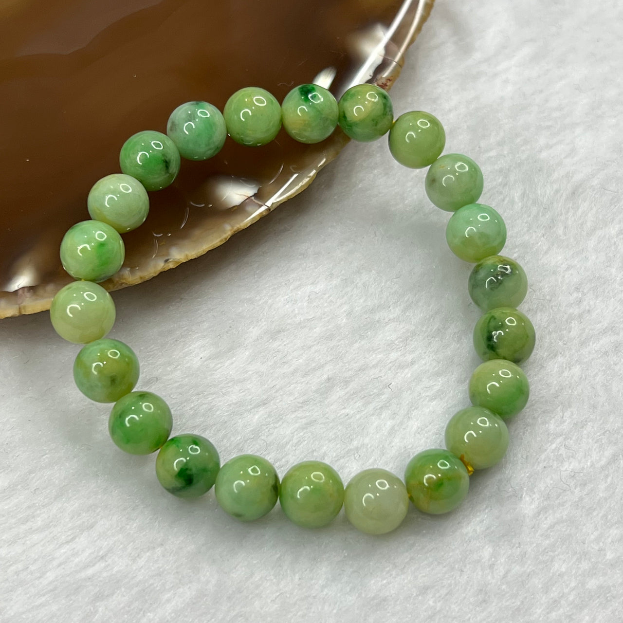 Type A Green Jade Jadeite Beads Bracelet 23.10g 8.6mm/bead 22 Beads - Huangs Jadeite and Jewelry Pte Ltd