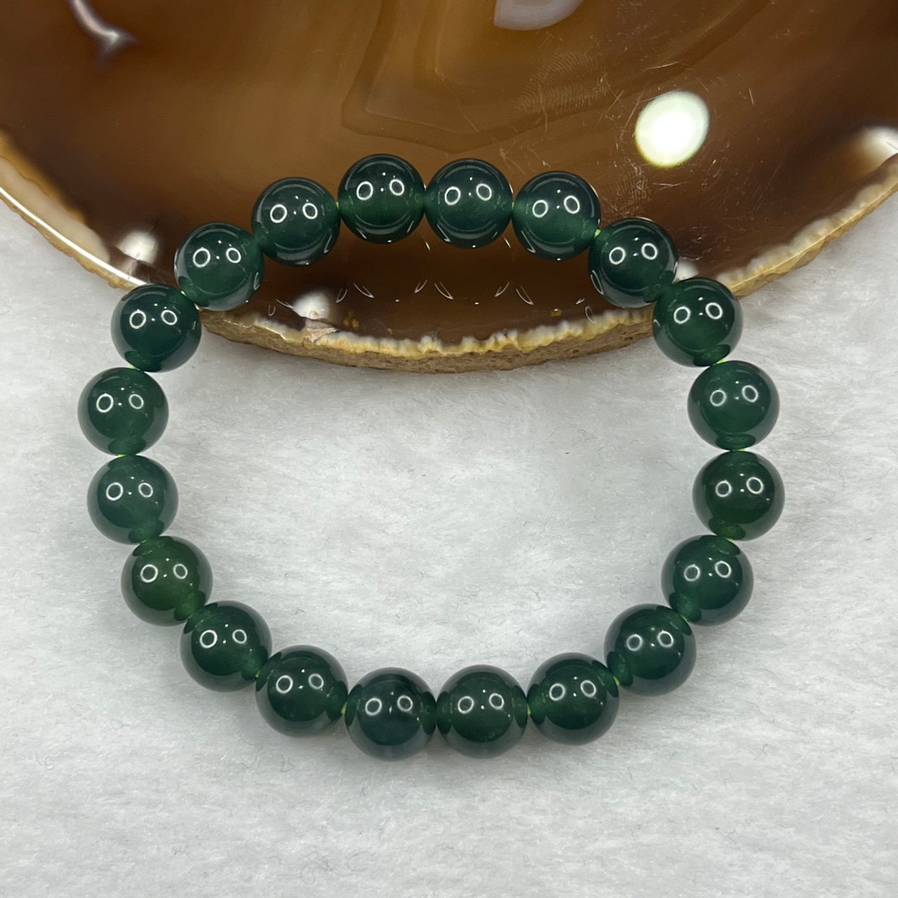 Type A Blueish Green Jade Jadeite Bracelet 31.52g 9.7mm/bead 20 beads - Huangs Jadeite and Jewelry Pte Ltd