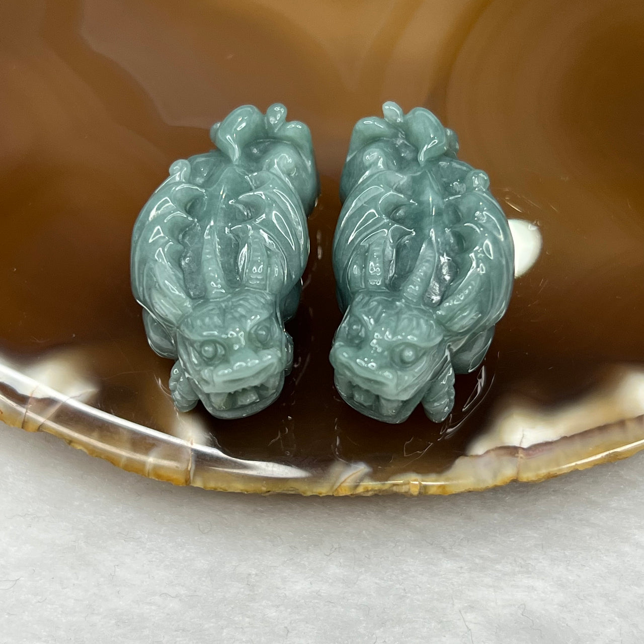 Type A Blueish Green Jade Jadeite Pi Xiu 15.51g 36.8 by 18.5 by 14.0mm - Huangs Jadeite and Jewelry Pte Ltd