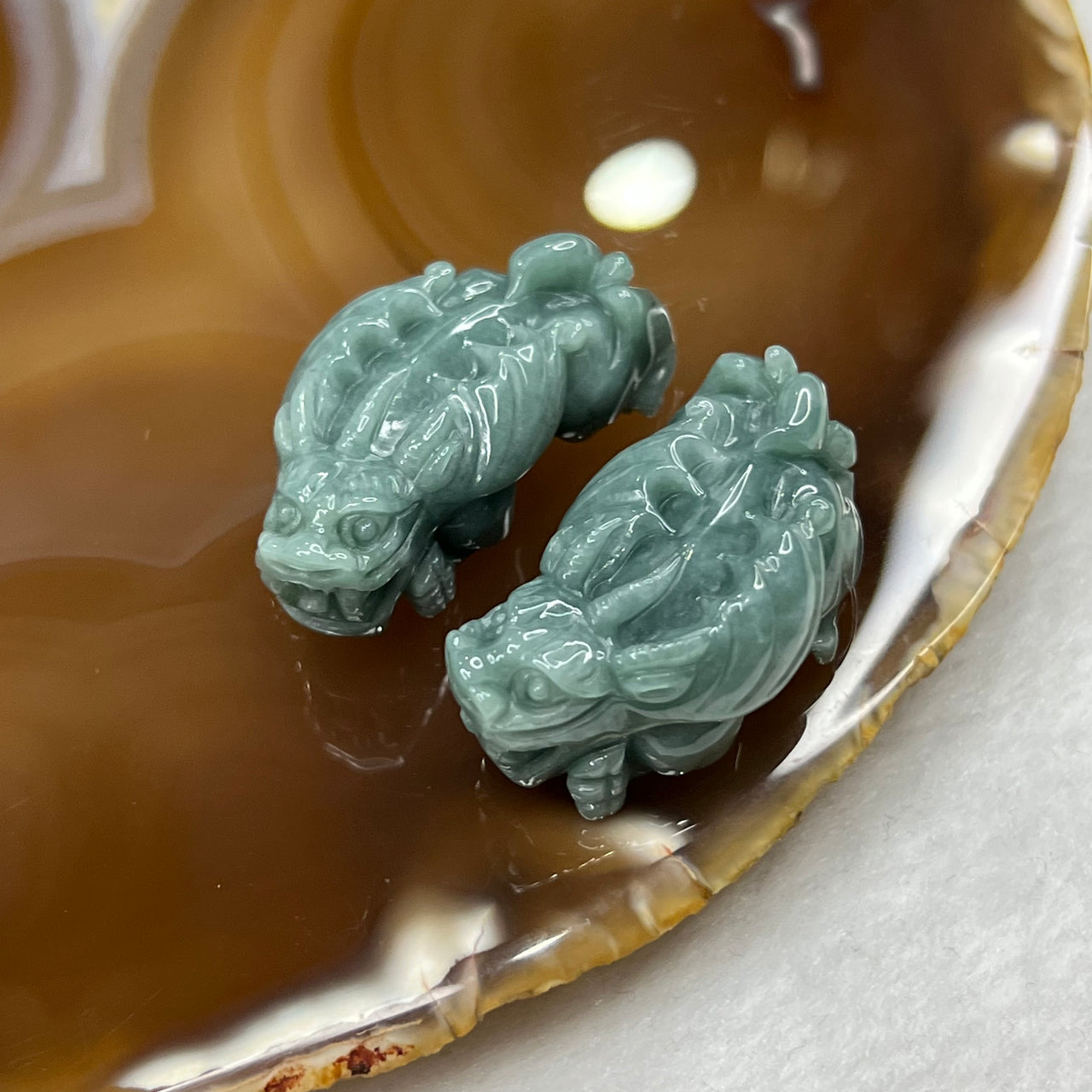 Type A Blueish Green Jade Jadeite Pi Xiu 15.51g 36.8 by 18.5 by 14.0mm - Huangs Jadeite and Jewelry Pte Ltd